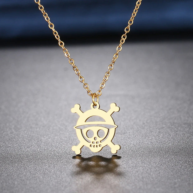 ⚓ Collier One Piece Jolly Roger – Édition Or & Argent 🏴‍☠️