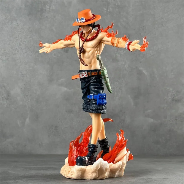 🔥 Figurine Portgas D. Ace LED | Flamme Légendaire avec Base Lumineuse 🏴‍☠️✨