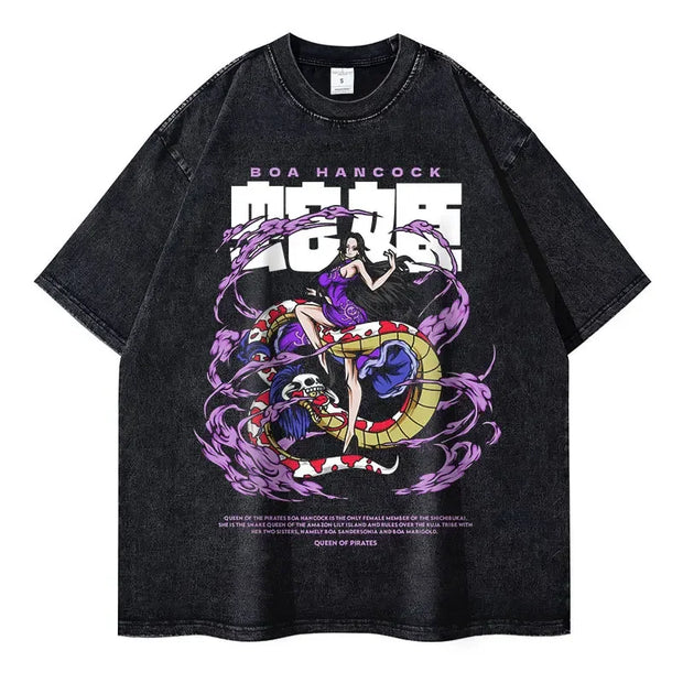 🔥 T-shirt Oversize Boa Hancock – La Reine des Pirates ! 🏴‍☠️👑🐍