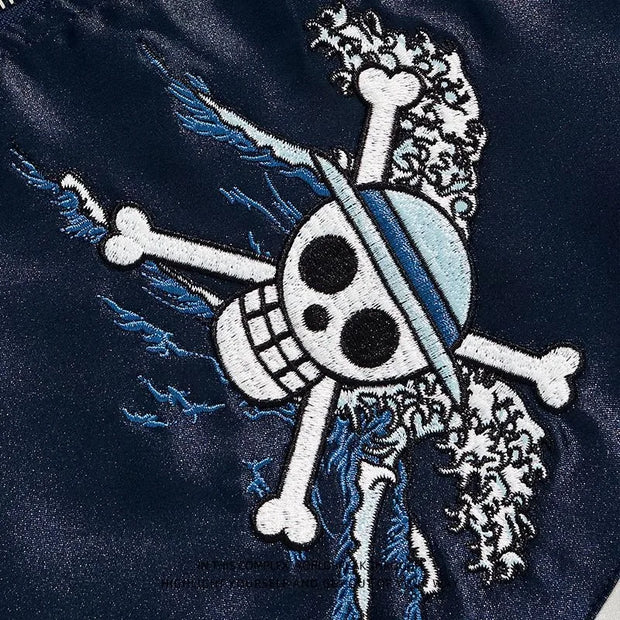 🧥 Veste Brodée One Piece Wano – Zoro, Sanji & Luffy | Style Japonais 🏴‍☠️
