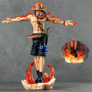 🔥 Figurine Portgas D. Ace LED | Flamme Légendaire avec Base Lumineuse 🏴‍☠️✨