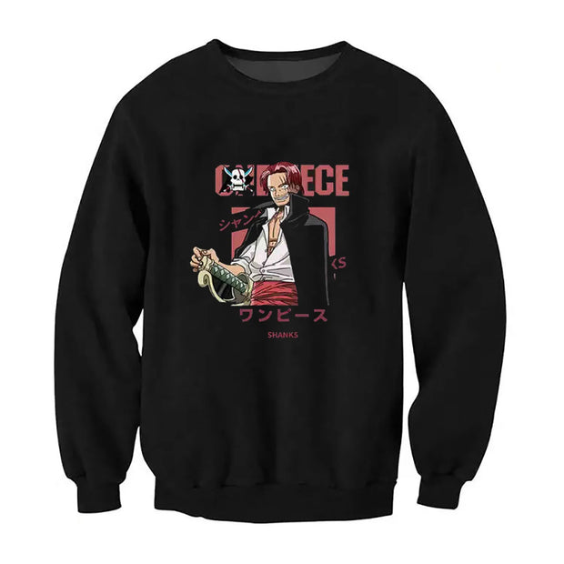 Sweat One Piece Shanks – Yonkō Edition ⚔️ | Design Rouge et Noir | Unisexe