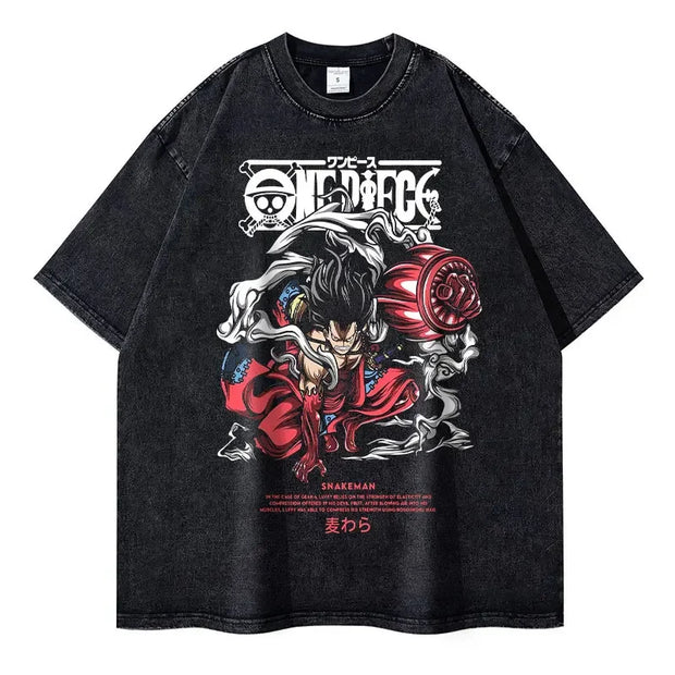 🔥 T-shirt Oversize Luffy Snakeman – Puissance du Gear 4 ! 🔥
