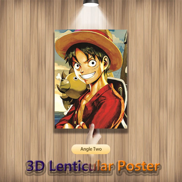 Poster One Piece en Relief 3D - Ace, Luffy & Sabo – Effet Lenticulaire 🏴‍☠️