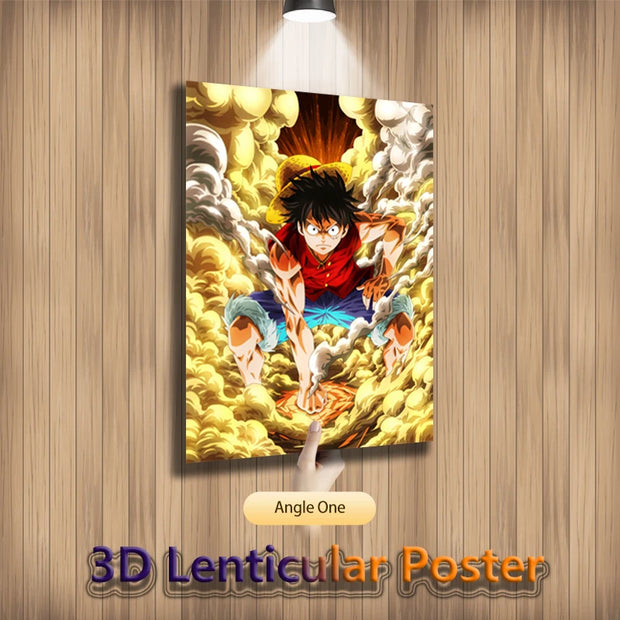 Poster One Piece 3D Luffy Gear 5 – Effet Lenticulaire 🏴‍☠️