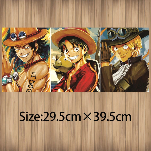 Poster One Piece en Relief 3D - Ace, Luffy & Sabo – Effet Lenticulaire 🏴‍☠️