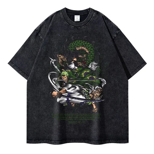 🏴‍☠️ T-shirt Oversize Roronoa Zoro – Le Roi des Enfers ⚔️💚