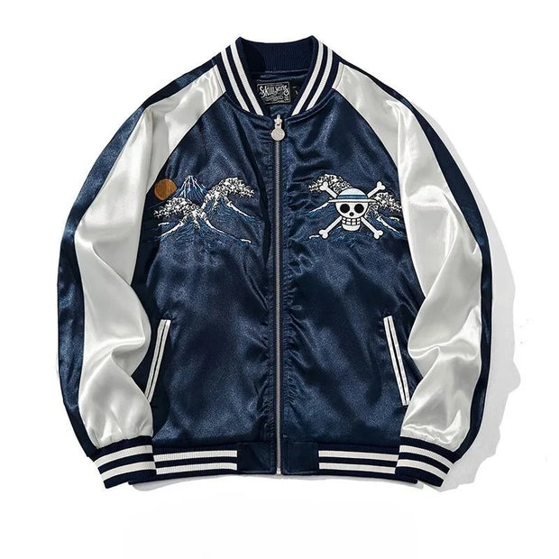 🧥 Veste Brodée One Piece Wano – Zoro, Sanji & Luffy | Style Japonais 🏴‍☠️