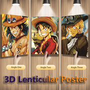 Poster One Piece en Relief 3D - Ace, Luffy & Sabo – Effet Lenticulaire 🏴‍☠️