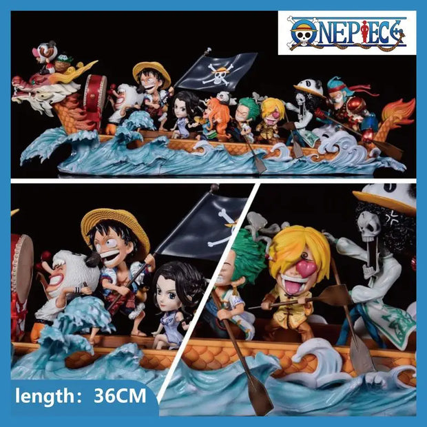 🚢 Figurine One Piece - L'Équipage du Chapeau de Paille en Dragon Boat 🏴‍☠️🔥🌊