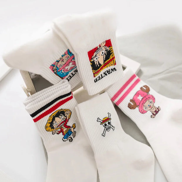 🧦 Chaussettes One Piece – Modèles Luffy, Chopper & Crew (Unisex) 🏴‍☠️