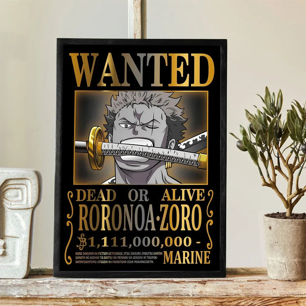 🏴‍☠️ Poster Wanted Roronoa Zoro – Prime de 1,111,000,000 💰