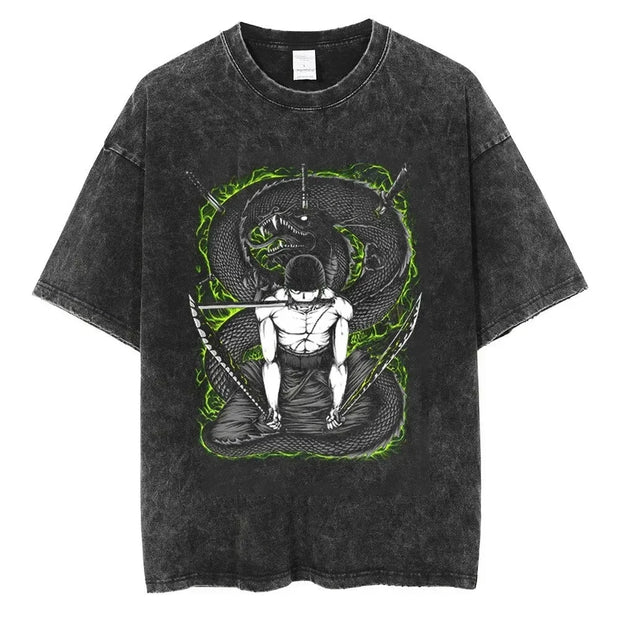 🏴‍☠️ T-shirt Oversize Roronoa Zoro – Lame du Dragon 🐉⚔️