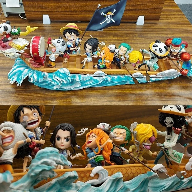 🚢 Figurine One Piece - L'Équipage du Chapeau de Paille en Dragon Boat 🏴‍☠️🔥🌊