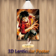 Poster One Piece en Relief 3D – Zoro, Luffy & Sanji | Effet Lenticulaire 🏴‍☠️
