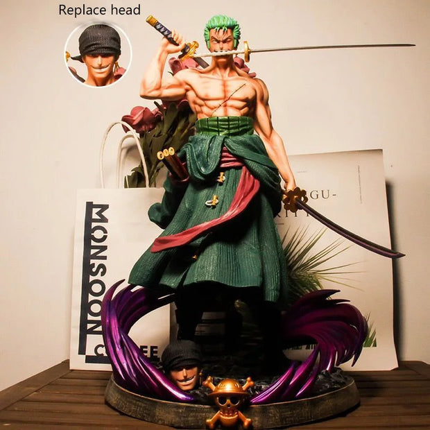 ⚔️ Figurine Zoro One Piece – Édition Santoryu 21 cm 🗡️ | Tête Interchangeable