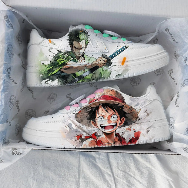 🥾 Sneakers One Piece Luffy & Zoro – Édition Custom 🎨