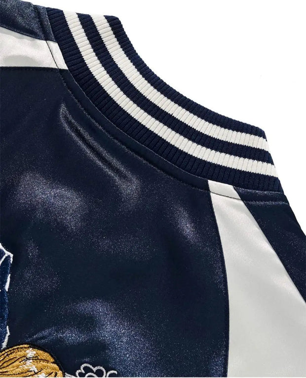 🧥 Veste Brodée One Piece Wano – Zoro, Sanji & Luffy | Style Japonais 🏴‍☠️
