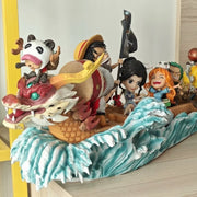 🚢 Figurine One Piece - L'Équipage du Chapeau de Paille en Dragon Boat 🏴‍☠️🔥🌊