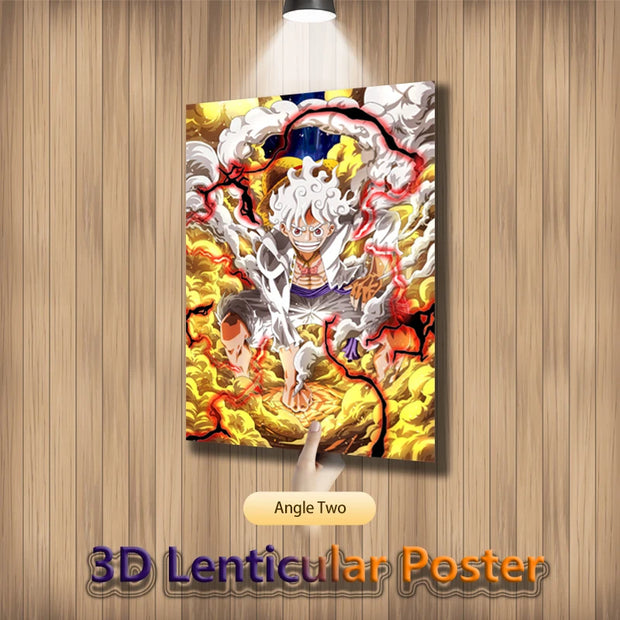Poster One Piece 3D Luffy Gear 5 – Effet Lenticulaire 🏴‍☠️