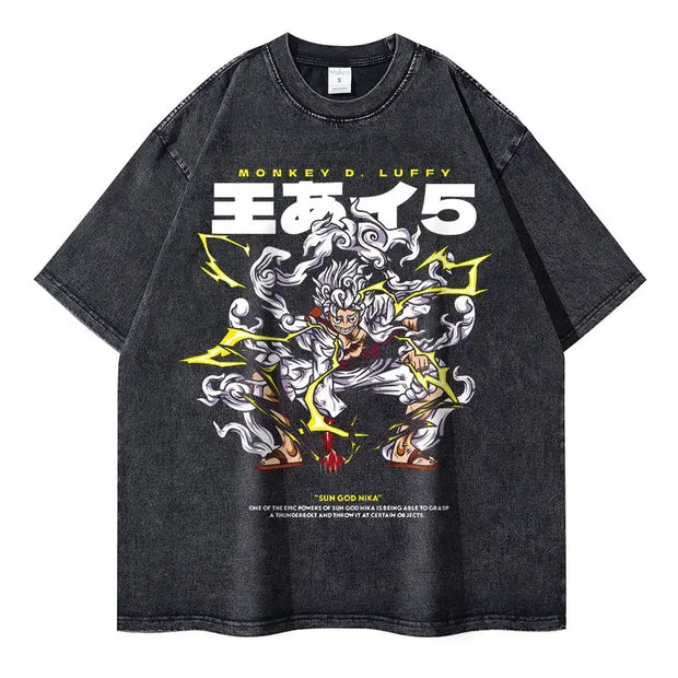 🏴‍☠️ T-shirt Oversize Luffy Gear 5 – Le Dieu du Soleil ☀️⚡